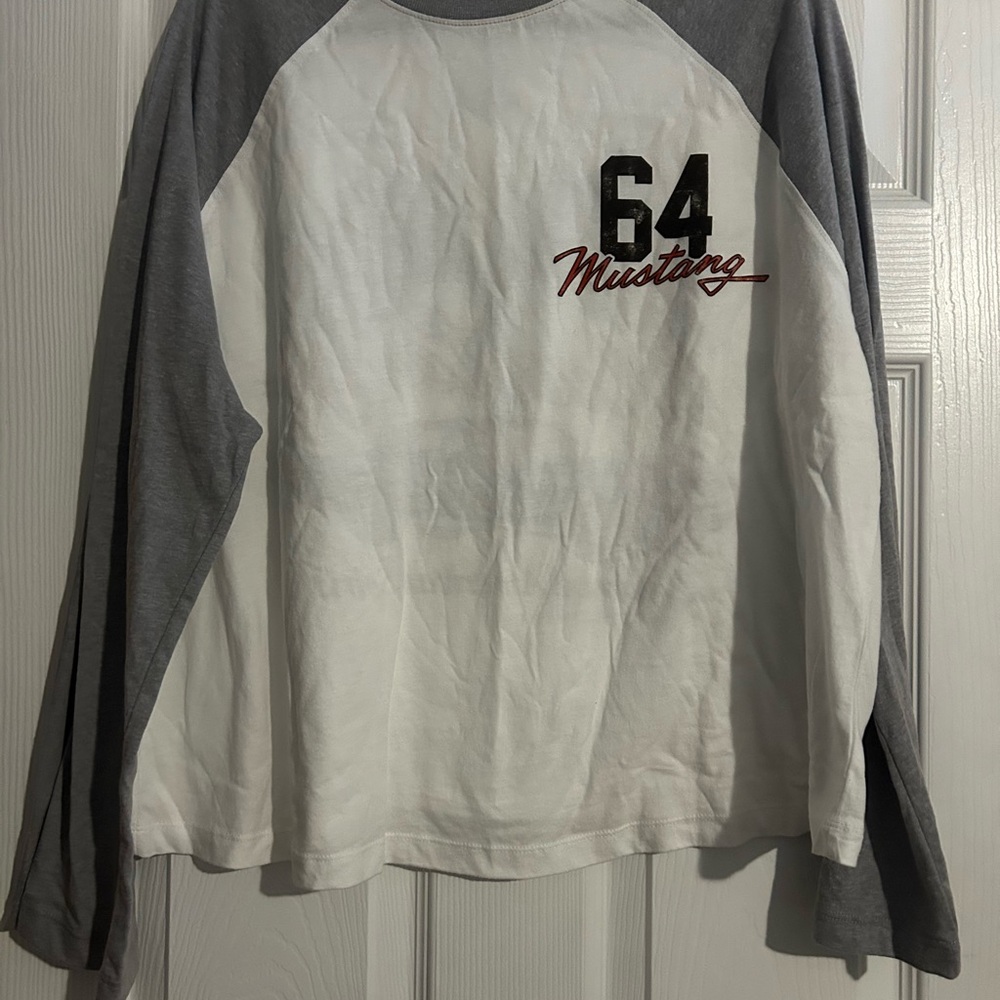 Ford Gray and White Long Sleeve Tee